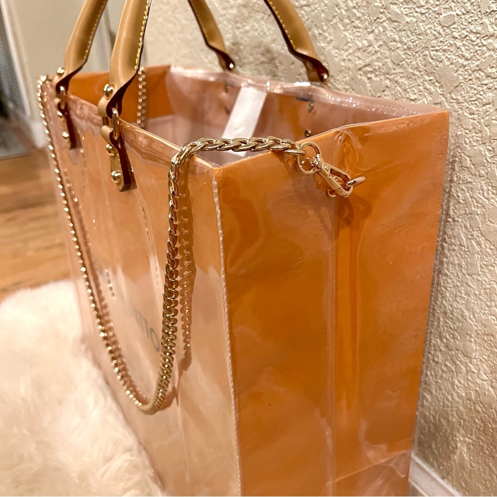 Louis Vuitton Large Shopping Tote Bag Crossbody PVC TPU Cover Orange Black - Picture 7 of 10
